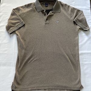 Big Dogs Polo Shirt Mens XL Beige Black Basketwave Short Sleeve Golf Casual